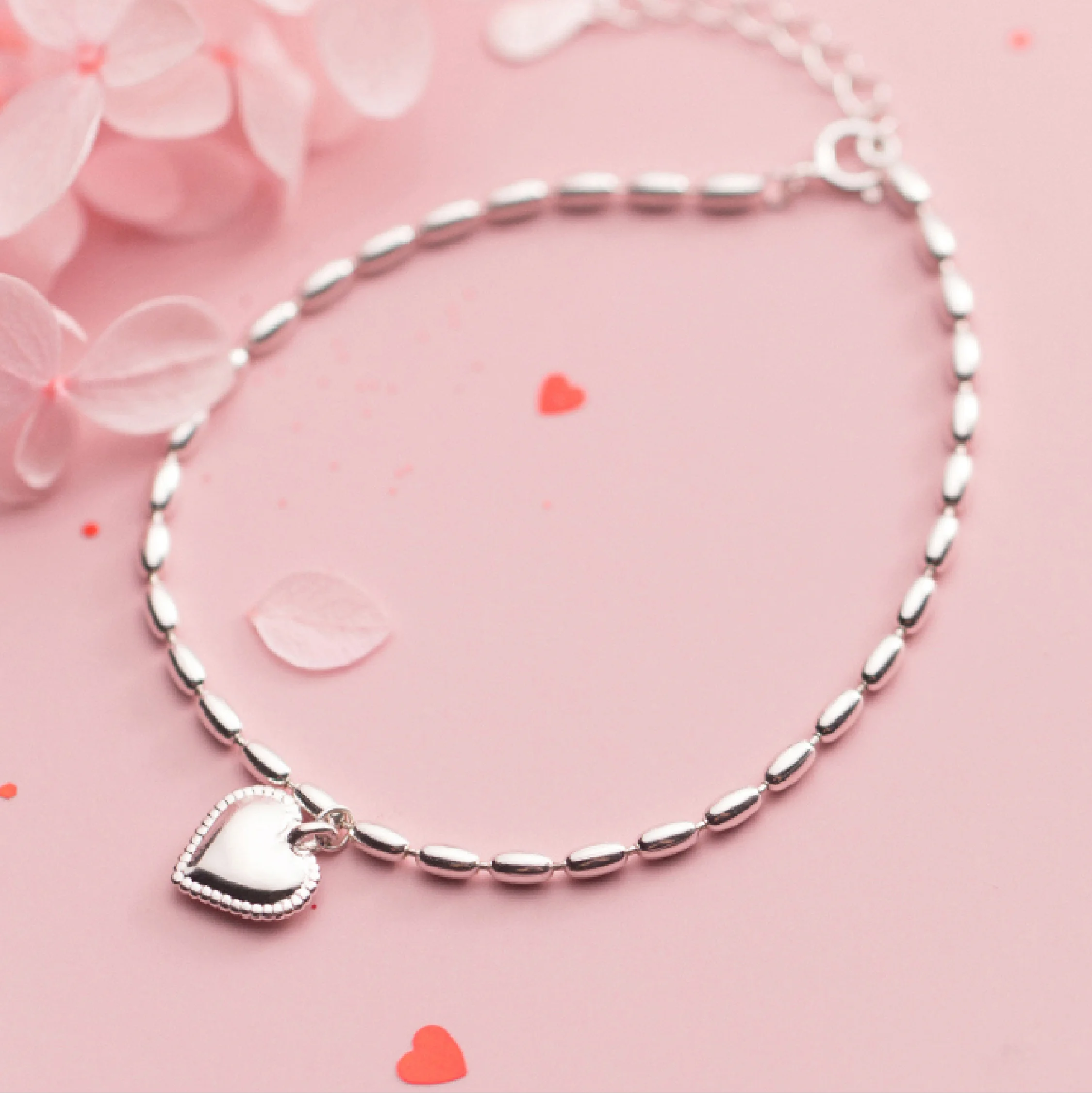 Silver Heart Bracelet.